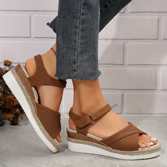 Women's Cross Strap Wedge Sandals Open Toe Platform Shoes