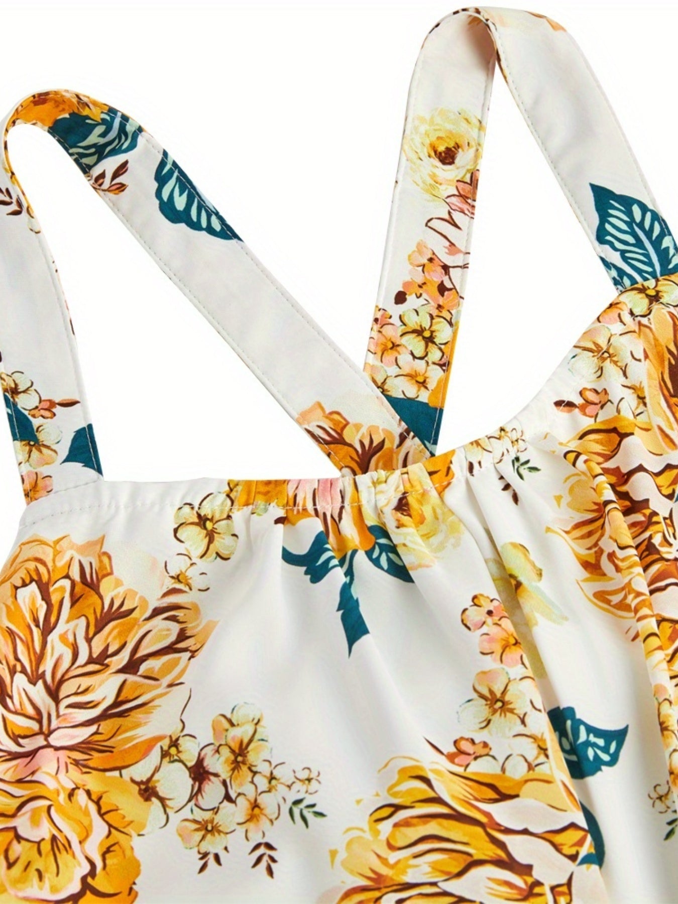 Girls Boho Floral Maxi Backless Jumpsuit Teen Wide Leg Rompers