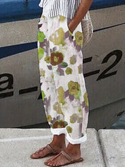 Graphic Print Dual Pockets Loose Pants Casual Comfy Pants