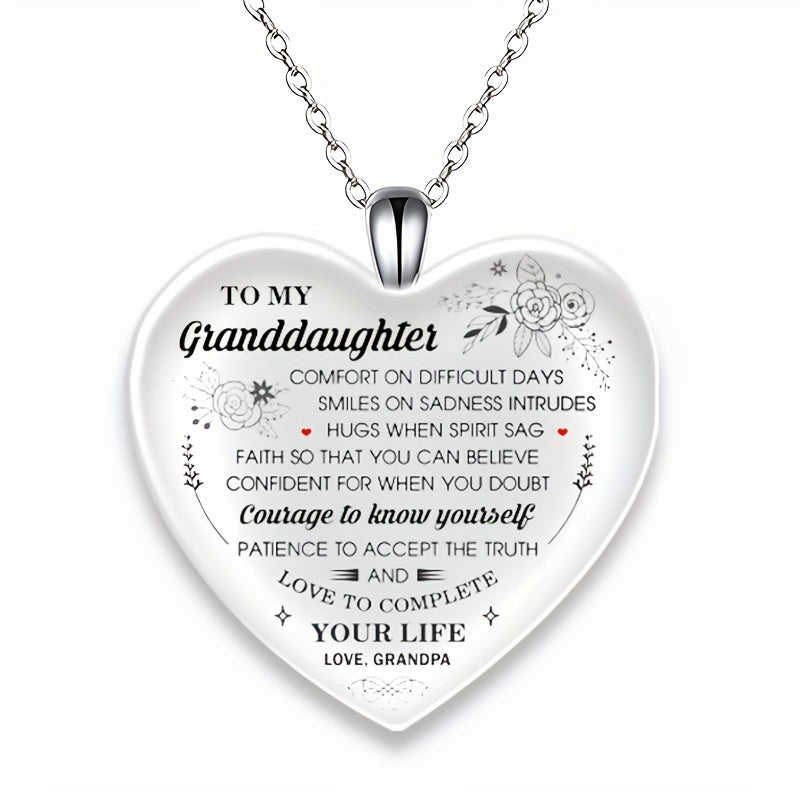 Heart Shaped Crystal Pendant Necklace Gift for Granddaughter