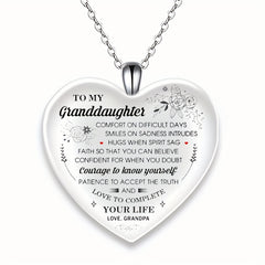 Heart Shaped Crystal Pendant Necklace Gift for Granddaughter