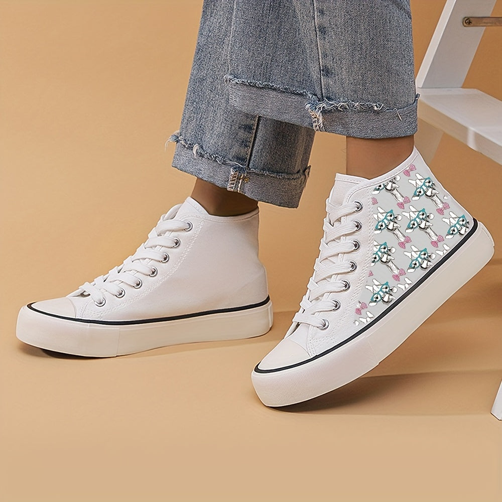 Giraffe Glasses High Top Canvas Shoes - Lightweight & Durable