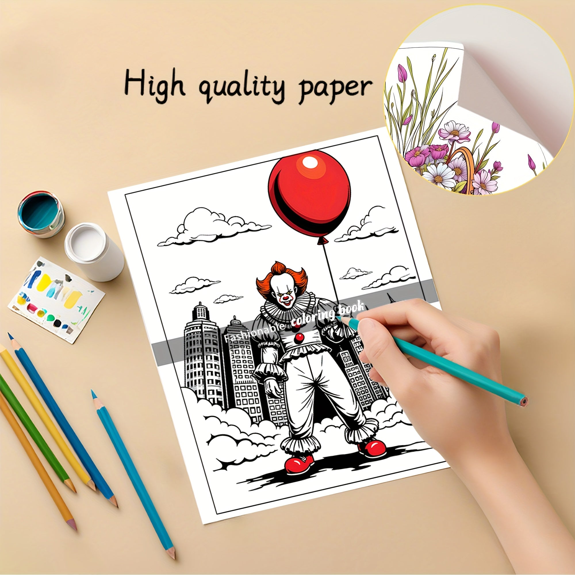 Horror Coloring Book 24 Pages Adult Drawing Boo