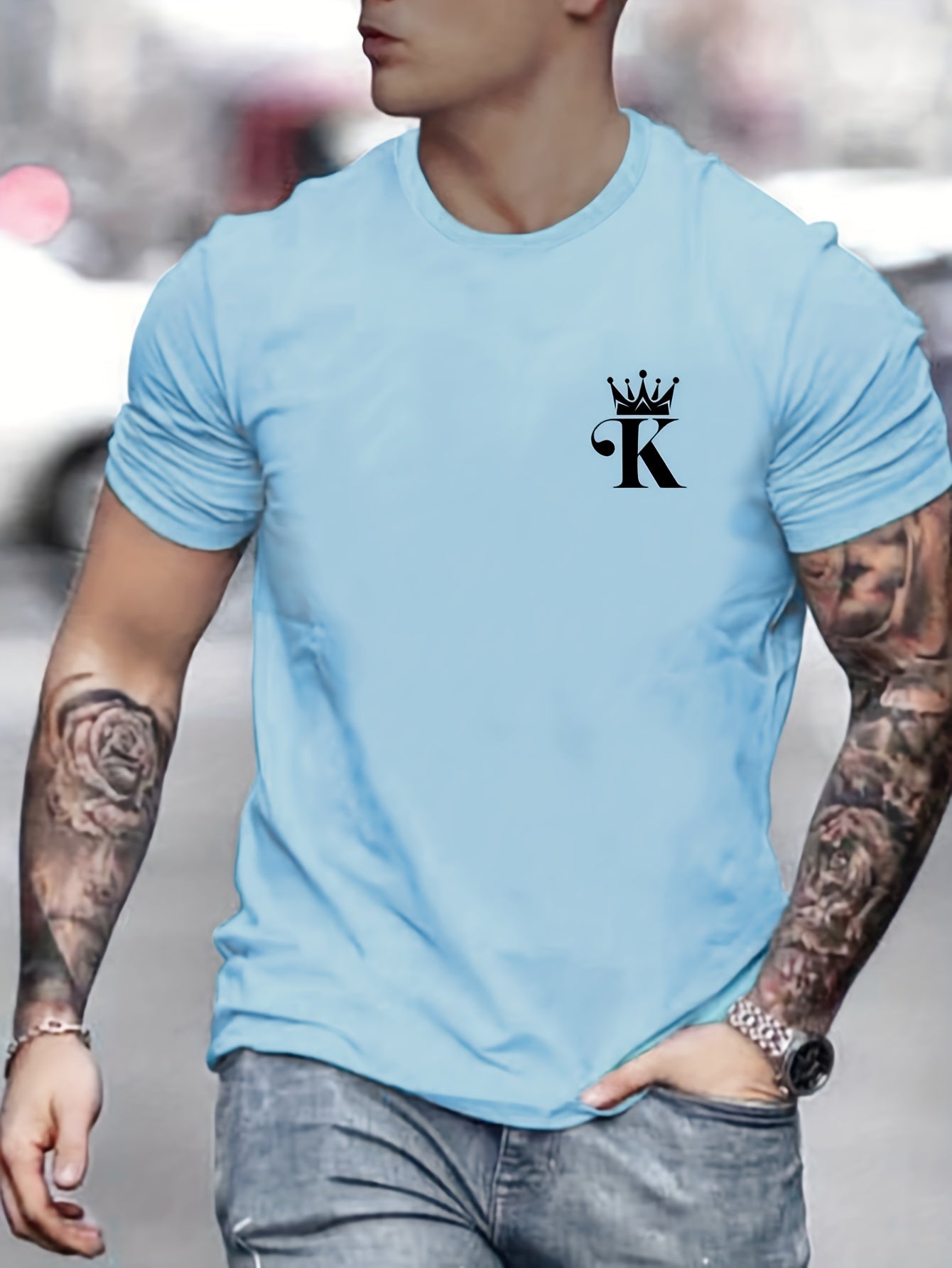California Letter K Print Men's Graphic Crew Neck Active T Shirt