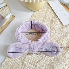 Soft Plush Bowknot Headband Elastic Headband for Spa Makeup