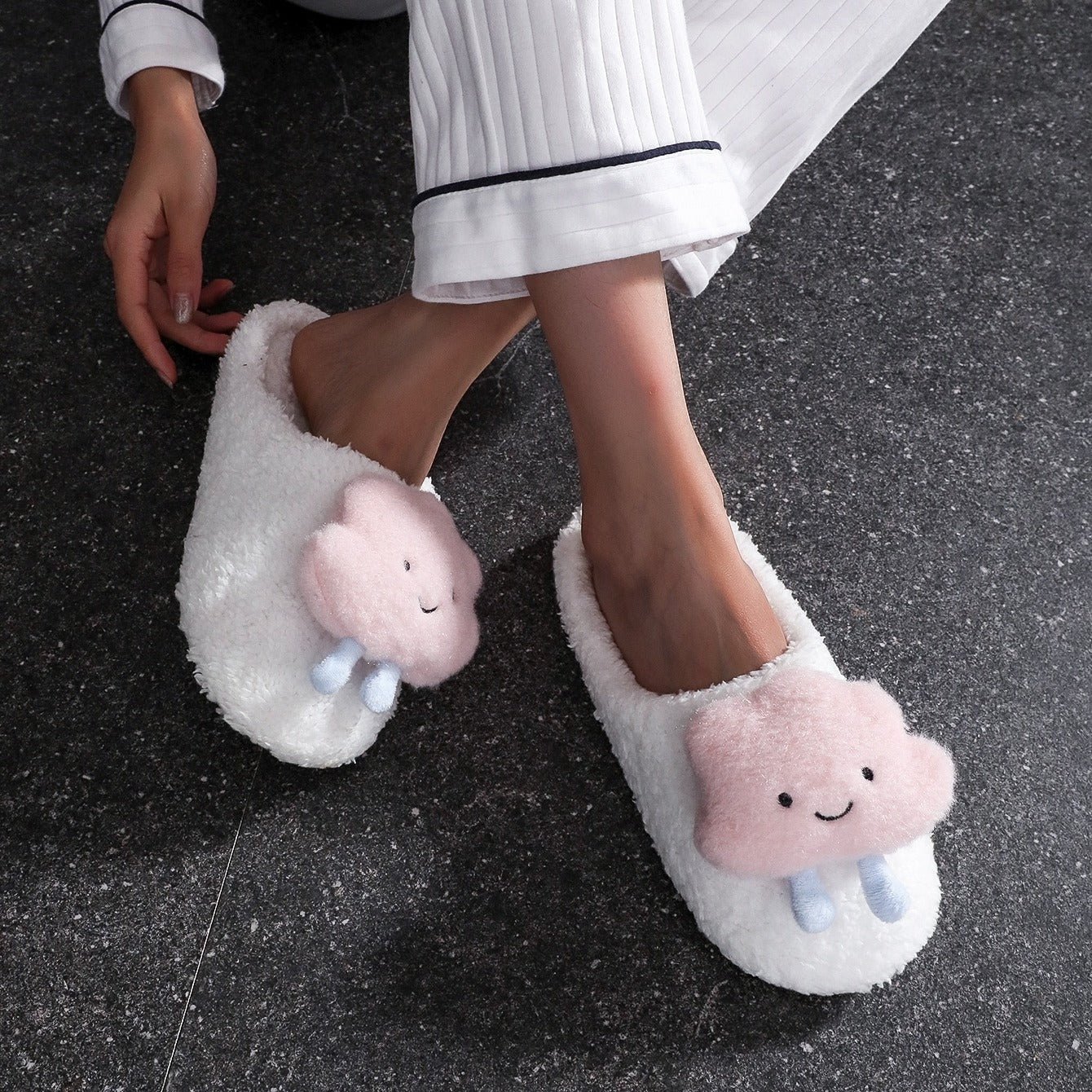 Cloud Plush Slippers, Cartoon Indoor Shoes