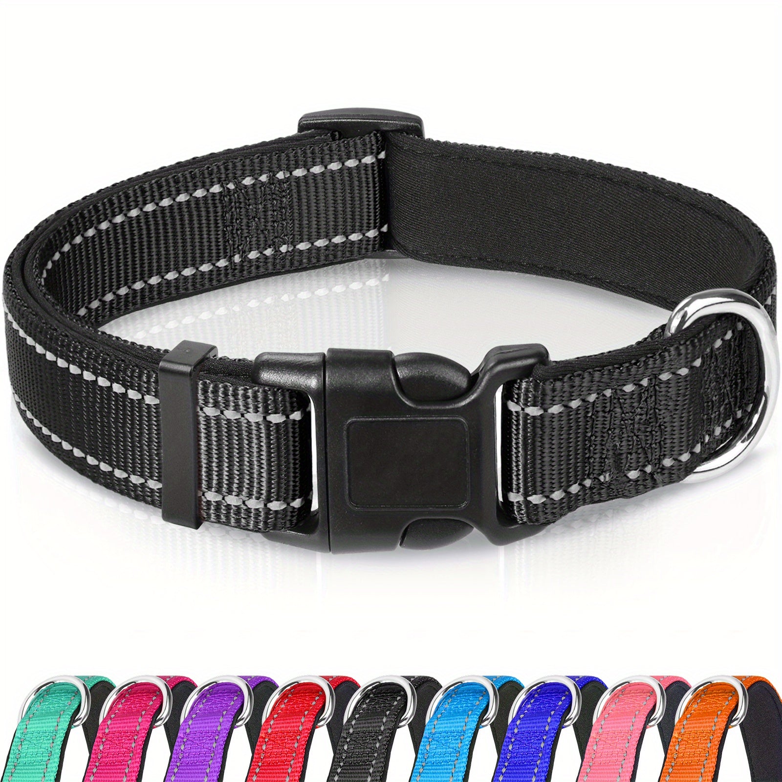JOYTALE Reflective Dog Collar Neoprene Padded Nylon Pet Collar for Safety