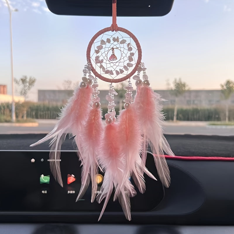 Feather Dream Catcher Mesh Wind Chime Car Pendant