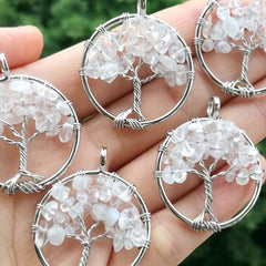 7 Charka Stone Tree Of Life Pendant Crystal Beads Energy Amulet