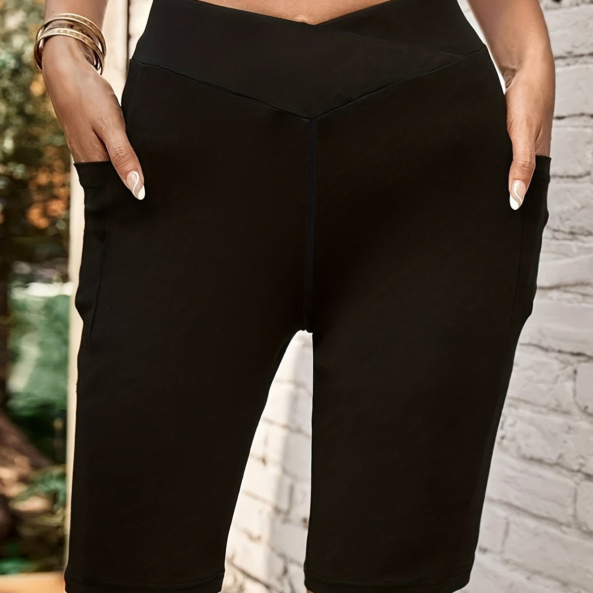  Sports Shorts Women's Plus High Rise Stretchy Gym Shorts With Pockets