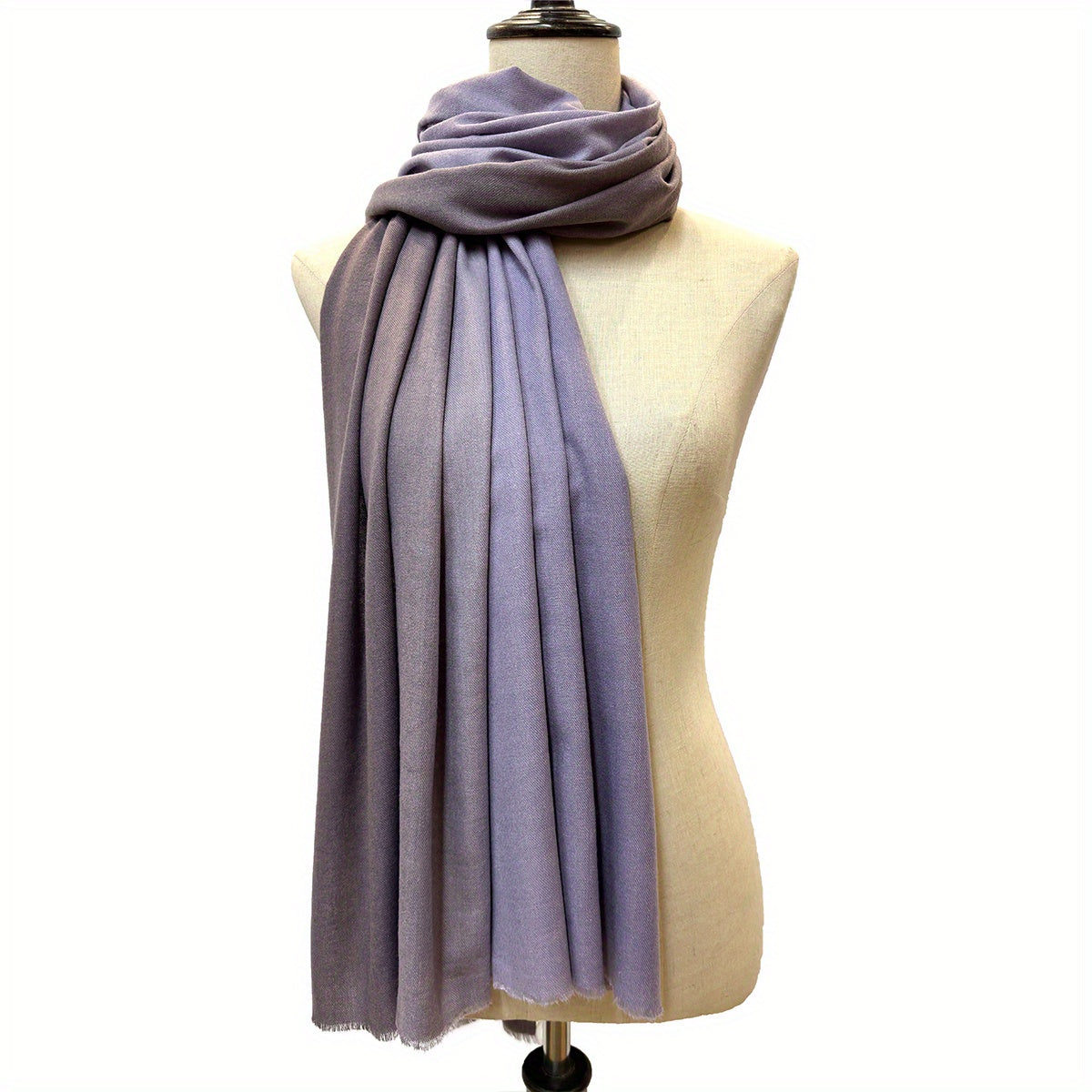 Gradient Cashmere Scarf Vintage Raw Edge Shawl