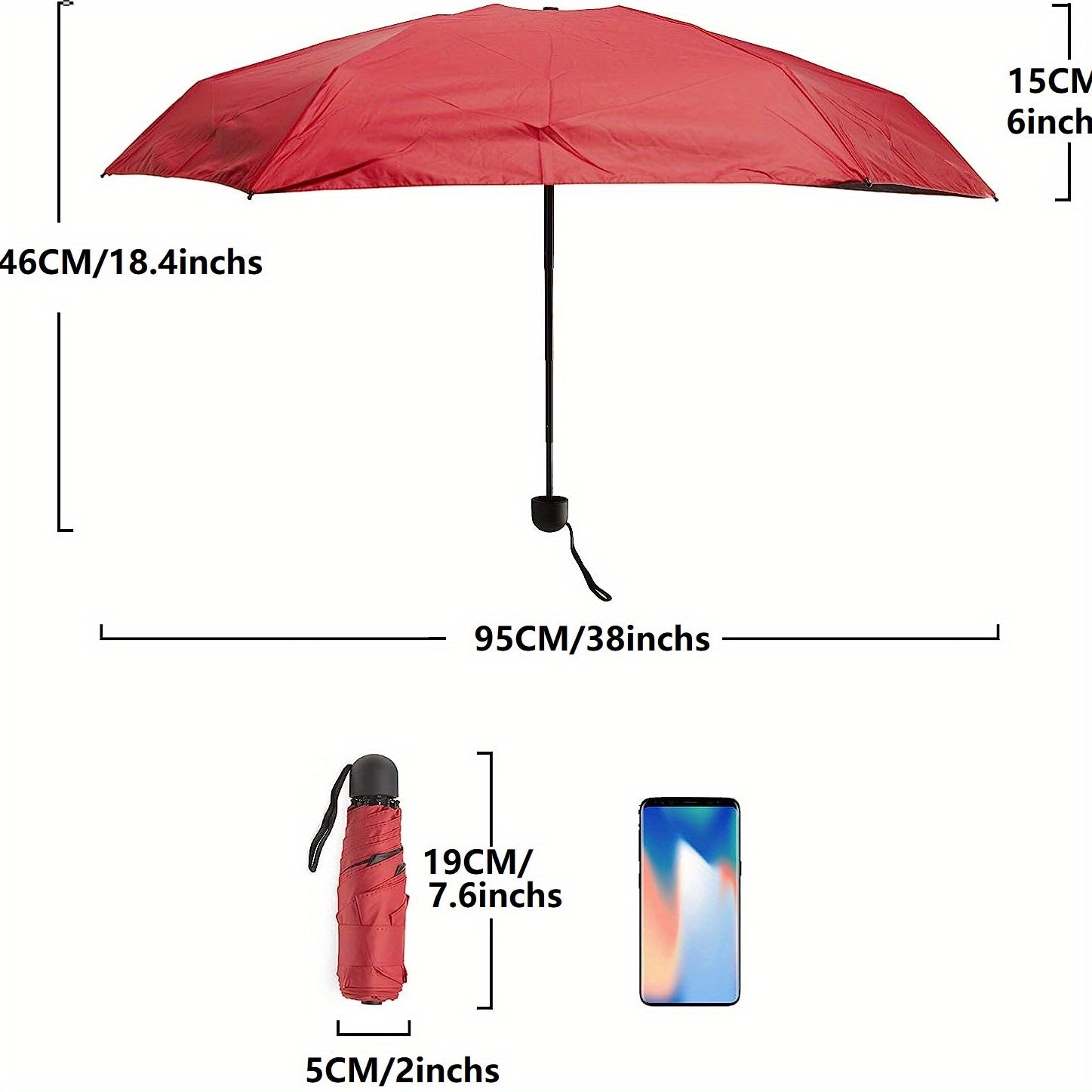 Portable Travel Mini Umbrella Sturdy Compact Sun Windproof Rainproof