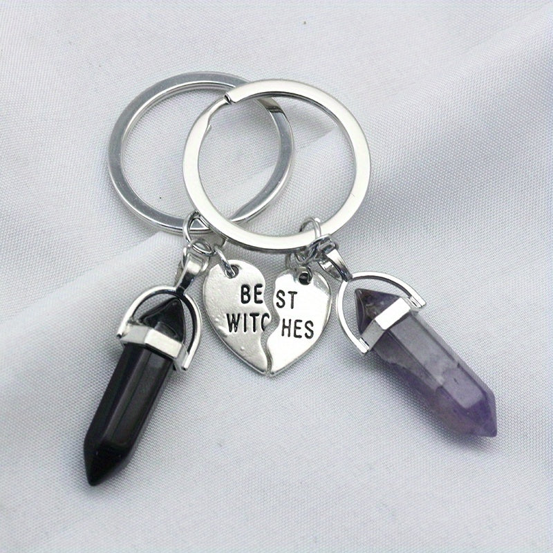 2pcs Witches Crystal Keychain Key Ring Purse Bag Backpack Car Key Charm