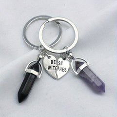 2pcs Witches Crystal Keychain Key Ring Purse Bag Backpack Car Key Charm