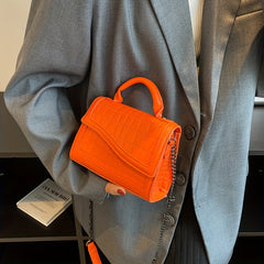 Asymmetrical Crossbody Bag PU Leather Metal Chain Mini Handbag