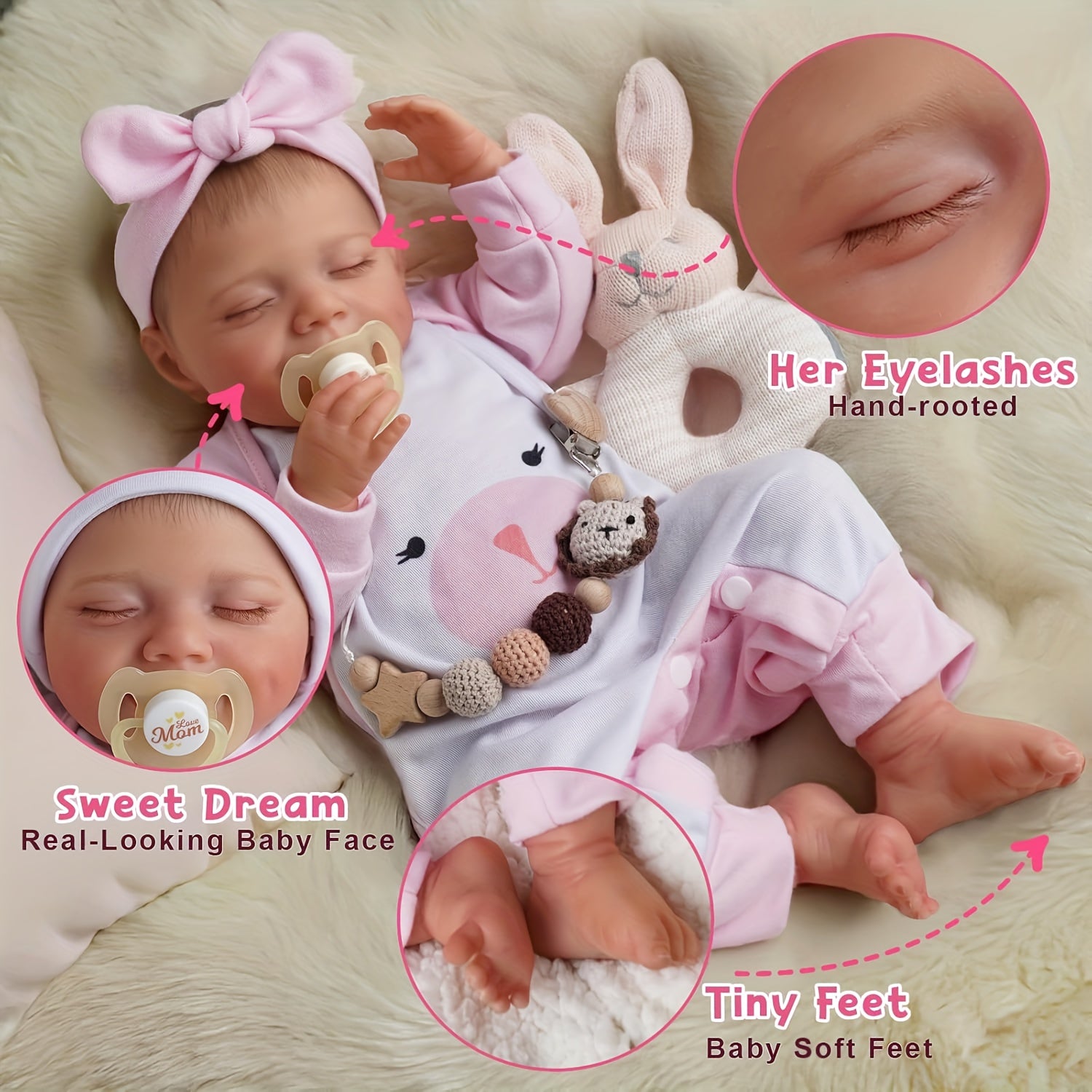 20 Inch Newborn Baby Doll with Accessories Sleeping Smiling Reborn Doll