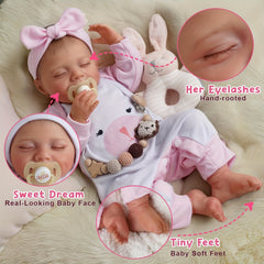 20 Inch Newborn Baby Doll with Accessories Sleeping Smiling Reborn Doll