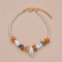 Ocean Style Shell Pendant Beaded Anklet Adjustable Ankle Bracelet