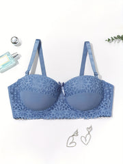 Contrast Lace Balconette Push Up Bra