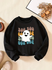 Girls Ghost Print Sweatshirt for Halloween Party