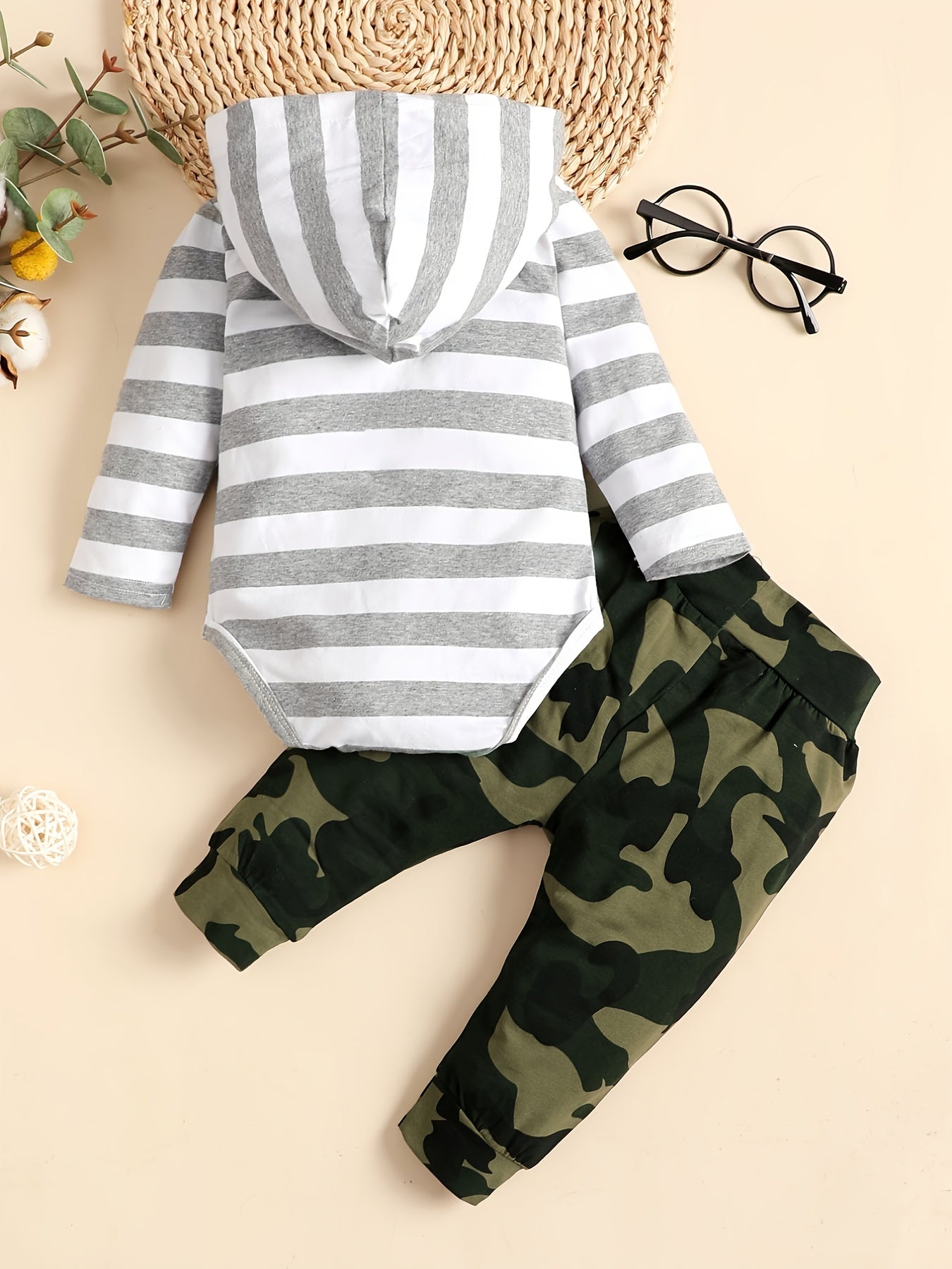 Hooded Rompers & Pants Set for Baby Boys