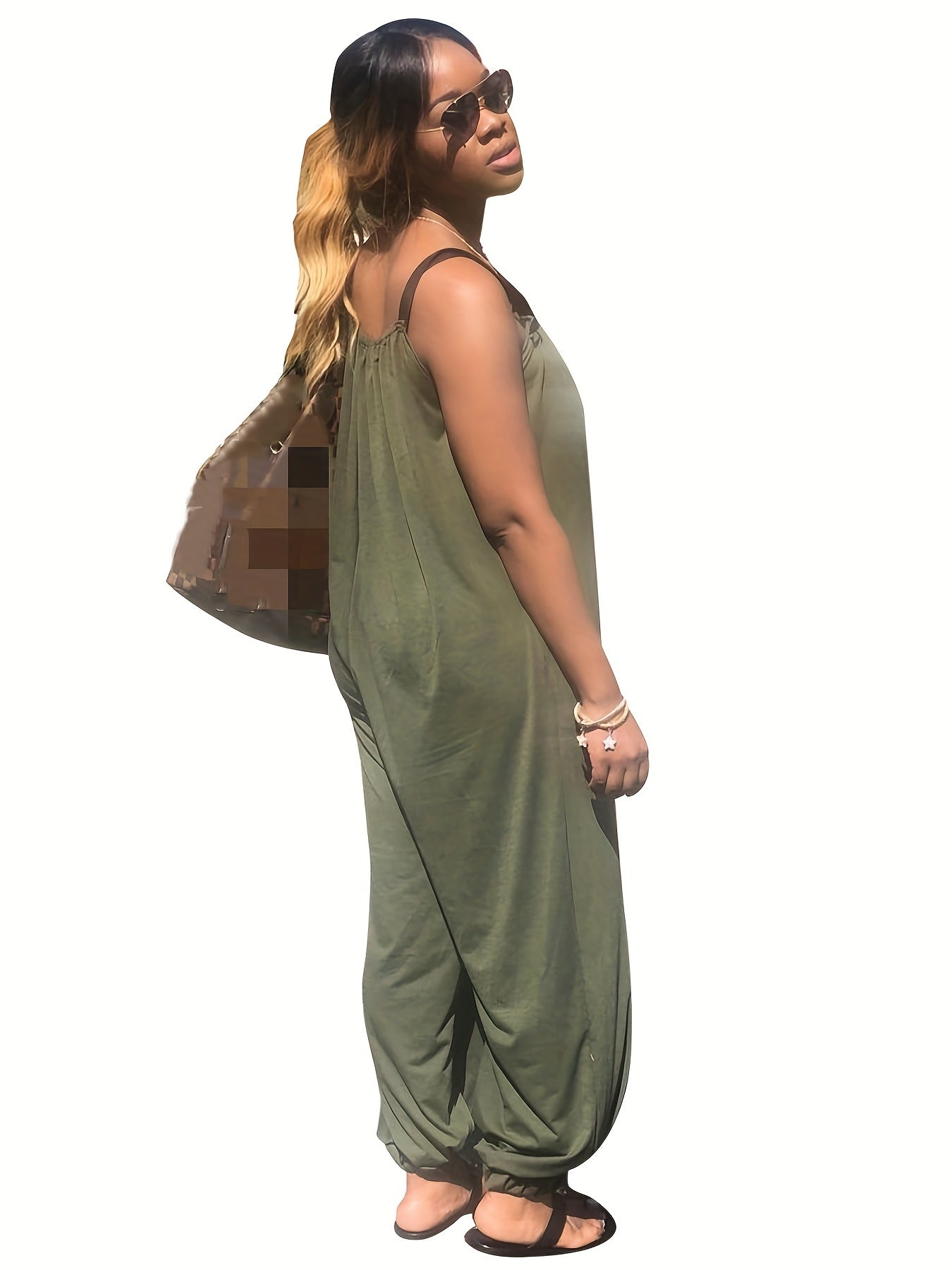 Casual Sleeveless Jumpsuit Solid Loose Bow Strap Jumpsuit