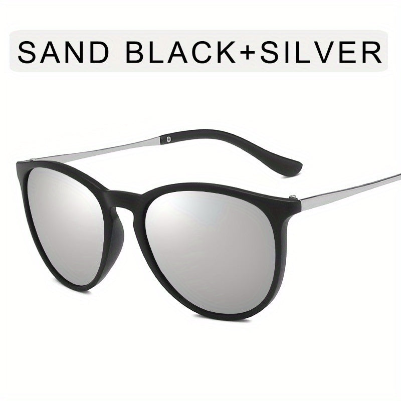 Men's Retro UV400 Sunglasses Oval Metal Frame Outdoor Sunshade Glasses