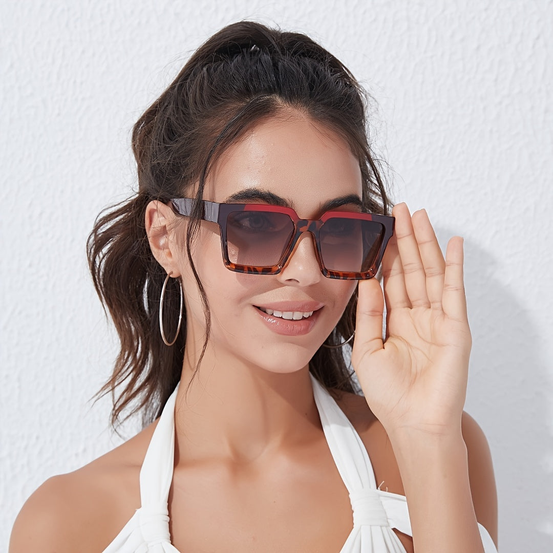 Block Frame Sunglasses Casual Gradient Lens UV400 Clear Lens