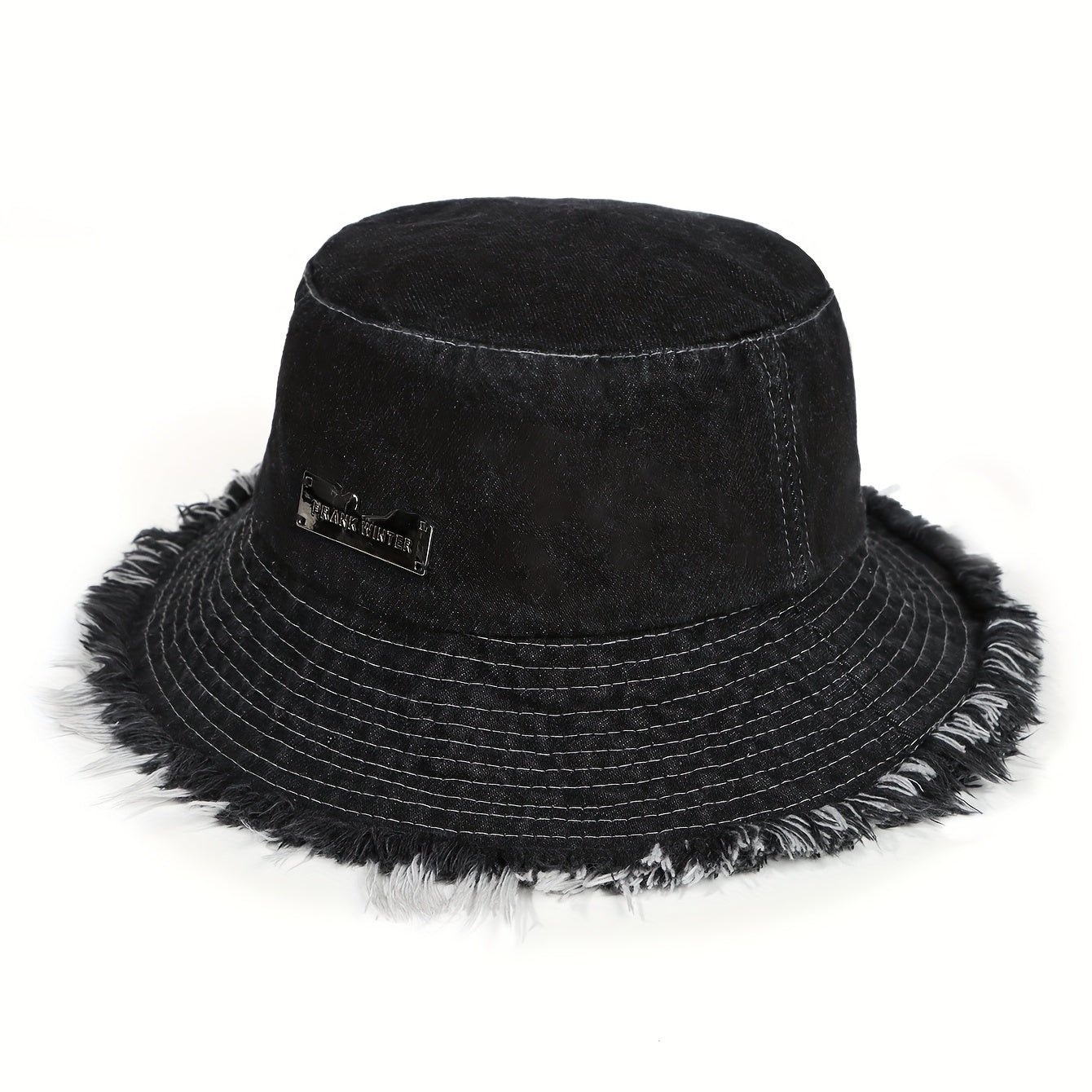 Vintage Denim Tassel Bucket Hat Sun Protection Cap