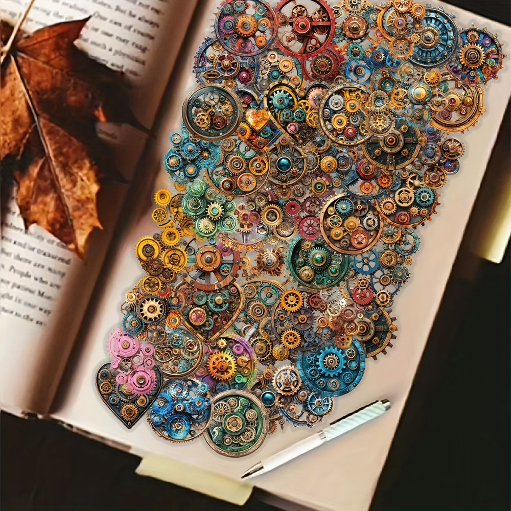 50pcs Steampunk Gears Waterproof Stickers Intricate Mechanical Self Adhesive