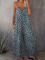  Leopard Print Cami Jumpsuit with Pockets