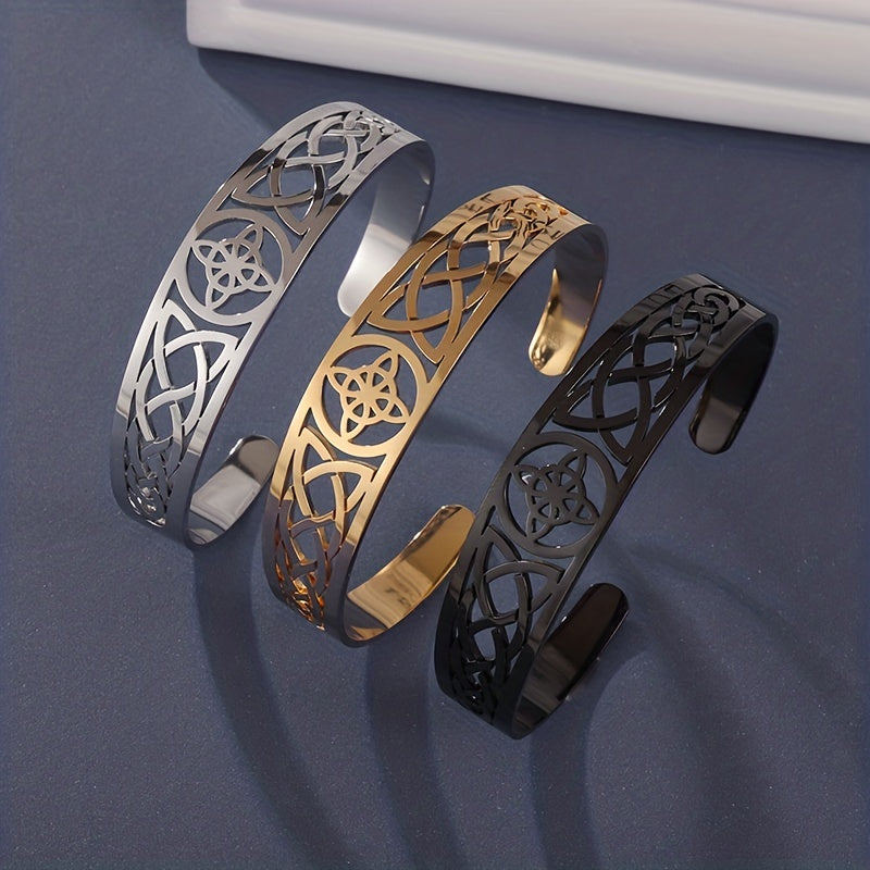 Stainless Steel Witch Knot Adjustable Open Cuff Bracelet