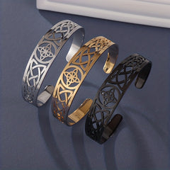 Stainless Steel Witch Knot Adjustable Open Cuff Bracelet