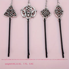 Viking Runes Hairpin Hair Clip With Metal Chain Vintage Hair Pin