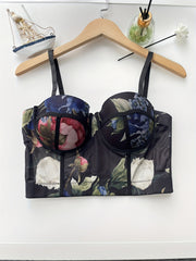 Floral Print Cami Corset Bustier Tummy Control Push Up Slimmer Body Shaper