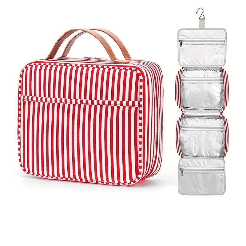 Striped Pattern Comestic Storage Bag Foldable Hanging Makeup Bag