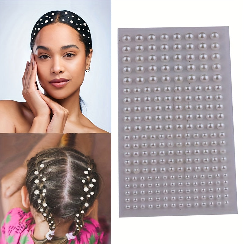 220pcs Self Adhesive Hair Pearls Stickers Mix for DIY Crafts