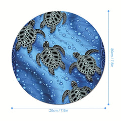Round Non-Slip Gaming Mouse Pad for Women and Girls - Little Turtle Design