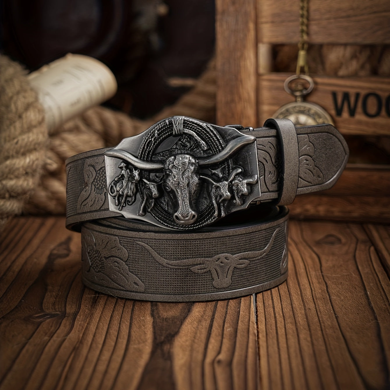 Western Style PU Leather Belt For Men