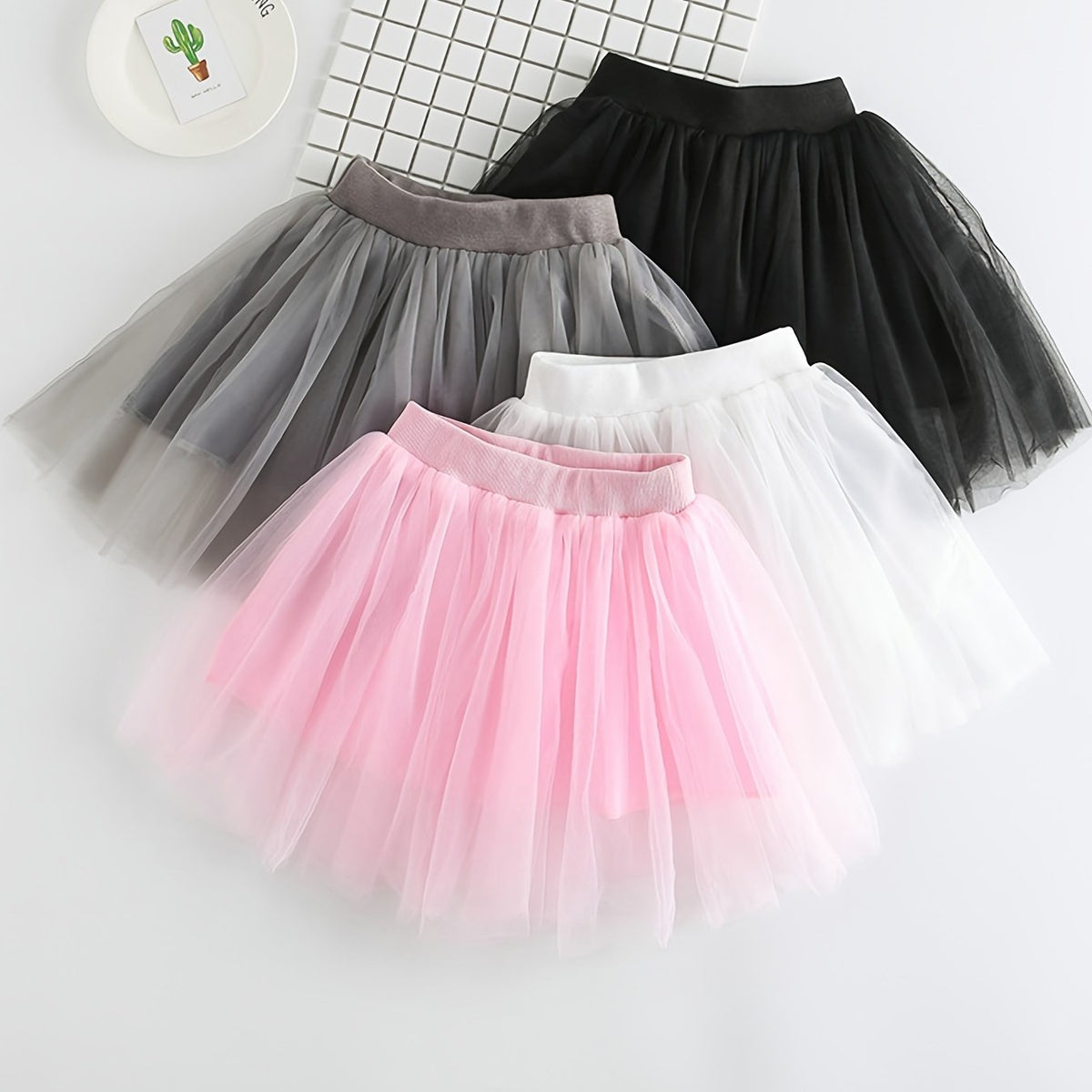Toddler Girls Solid Tutu Skirt Mesh Skirt For Ballet Dance Practice