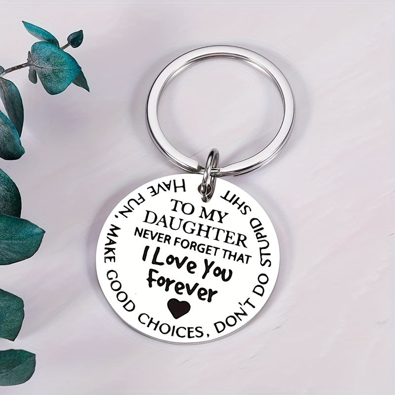 To My Daughter Son I Love You Forever Keychain Metal Key Ring Graduation Gift