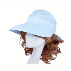 Bowknot Visor Hat Zipper Detachable Top Ponytail Sun Hat UV Protection