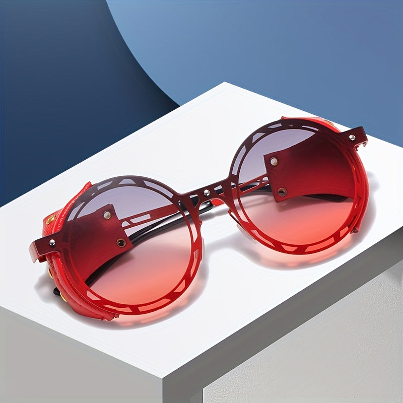 Round Ombre Lens Sunglasses Steampunk Metal Frame UV400