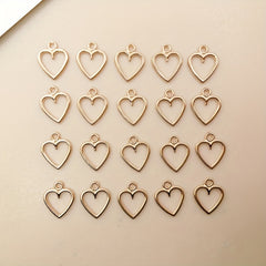 20pcs KC Golden Heart Charms Pendants DIY Jewelry Making Accessories