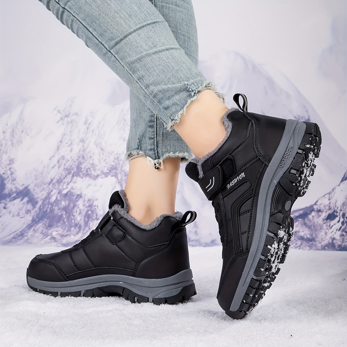 Warm Winter Snow Boots Fur Lined Slip Resistant