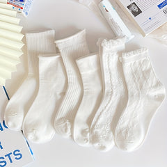 6 Pairs Solid Socks Comfy & Breathable Women's Stockings & Hosiery