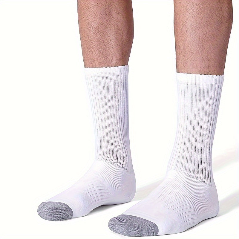 12 Pairs Men's Breathable Sports Socks High Elastic Mid calf Socks