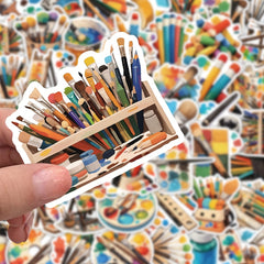 55pcs School Supplies Art Stickers Waterproof Vinyl Decals