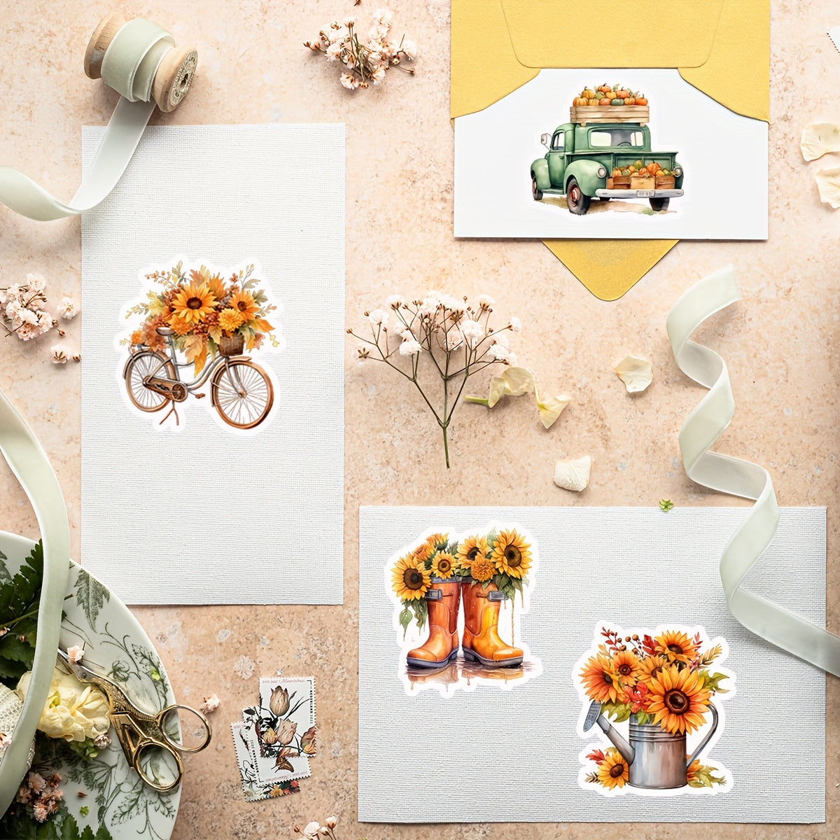 50pcs Thanksgiving Sticker Pack Fall Decorations for Crafts Art Journa