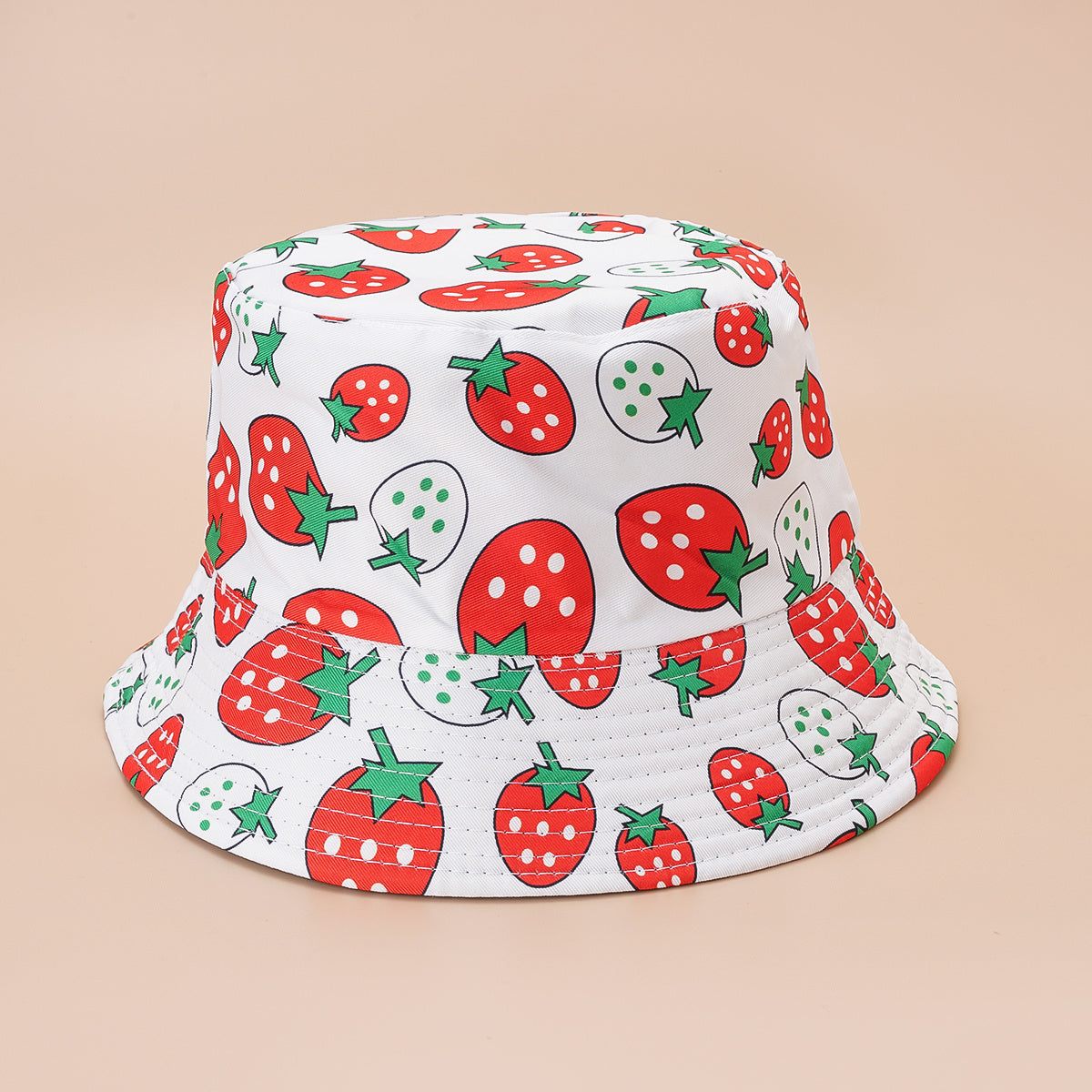 Graffiti Strawberry Print Bucket Hats Sun Hat Reversible Outdoor Party Hats